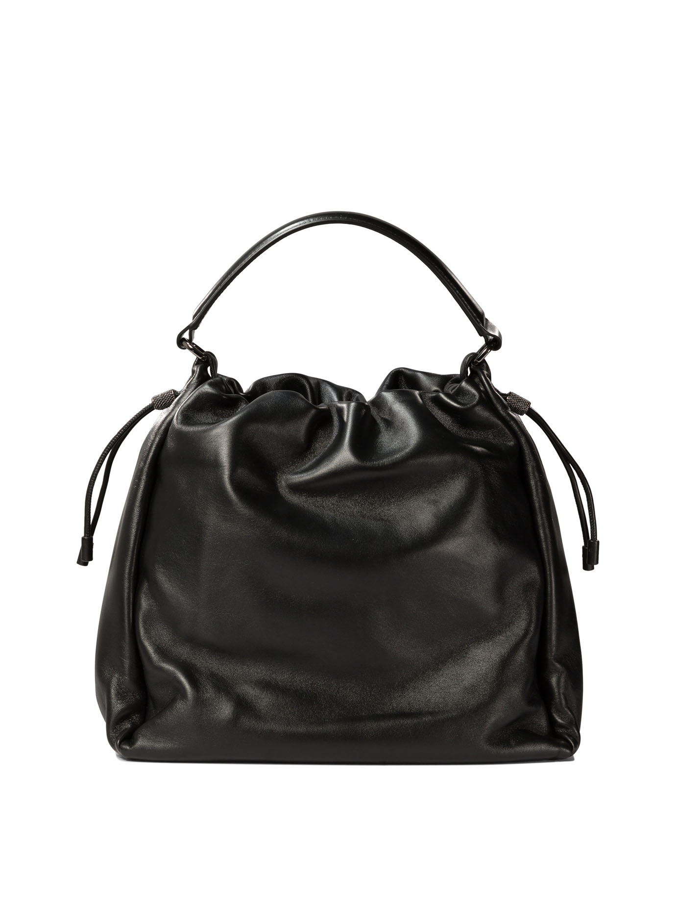 BRUNELLO CUCINELLI Black   Bucket bag in Soft leather with monili